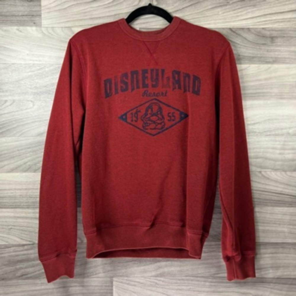 VTG Disney Parks‎ Pullover Sweatshirt Womens Small Red Disneyland Resort Grumpy